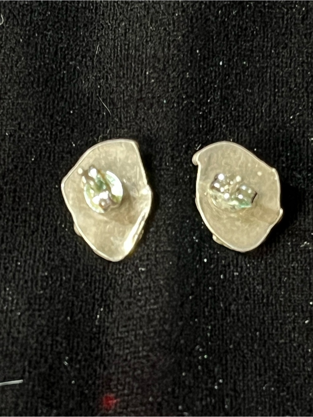Vintage Navajo Sterling Silver Turquoise Leaf Post Earrings Estate 1752 - Picture 3 of 6